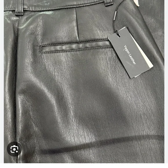 Babaton Black Cropped Leather Pants - Picture 3 of 5